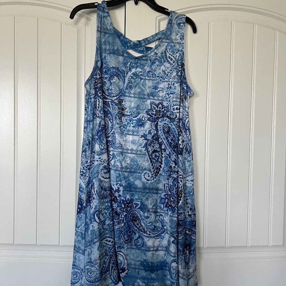Time and True summer dress sleeveless blue beach Large